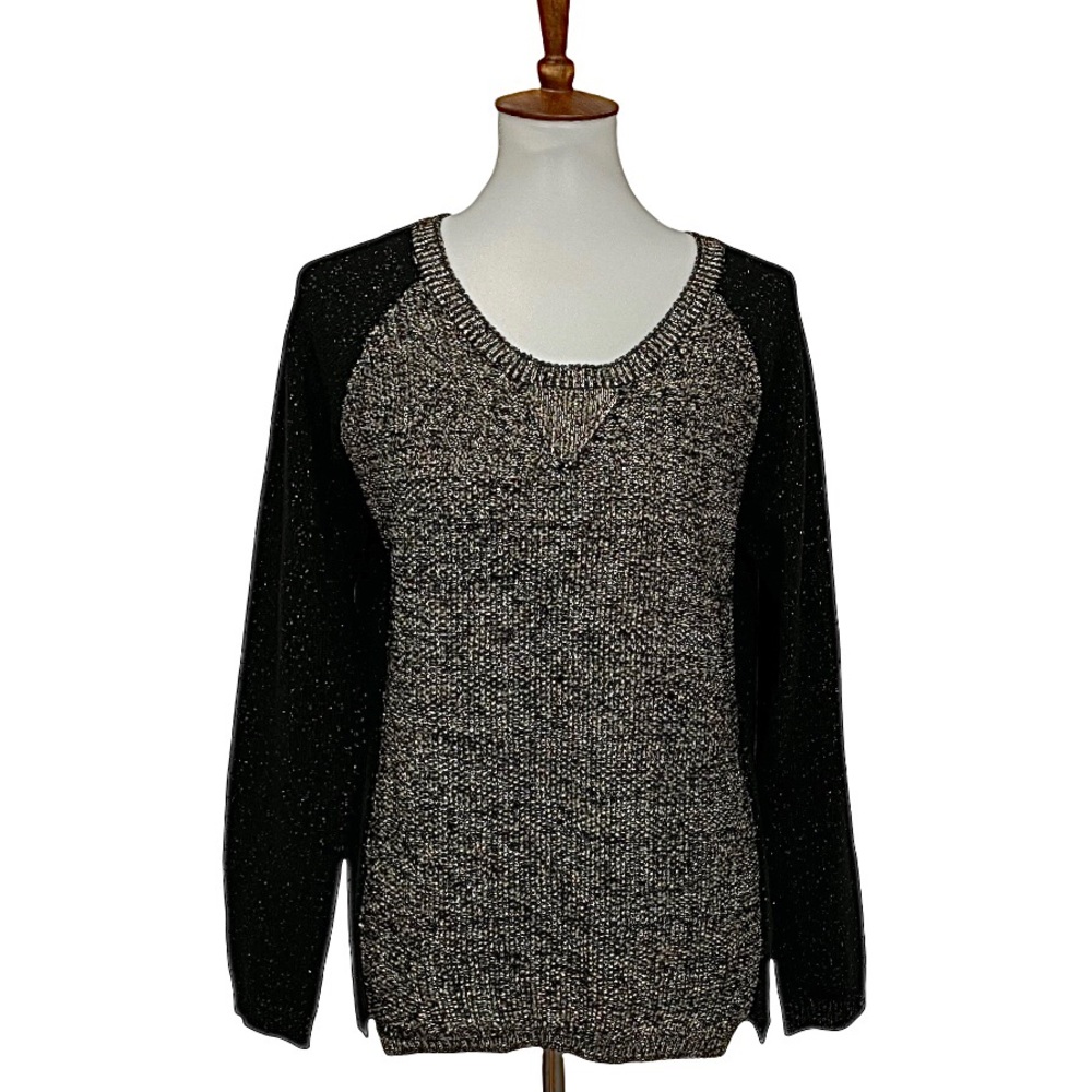 Dex 1963 Black and Metallic Gold Pullover Sweater Size Large
